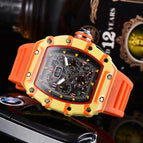 Watch for men Fashion Hollowed-out Barrel Quartz Watch Richard Six-Pin Walking Seconds Sports Casual Men's Watch 1035