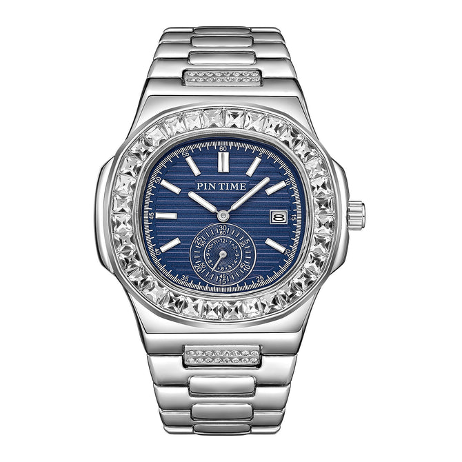 PINTIME watch men's casual explosive quartz calendar business trend waterproof steel fashion men watch