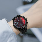 GUOU 8216 women's fashion aggressive large dial women's watch handsome ins high-grade black steel band watches for women ir men