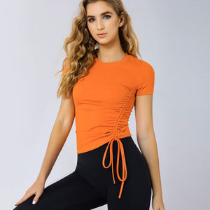 2021 summer new yoga shirt quick-drying sports women's round neck fitness training running yoga short-sleeved T shirt 8232