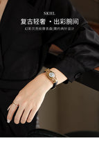 SKHLSpace-Time Corridor Retro elegant leather Waterproof Watch Square Quartz Ladies Watch 3622