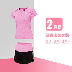 Ladies short-sleeved sports suit loose breathable quick-drying exercise yoga suit 8035