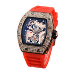 New Richard men and women watch Hollow-out Diamond-Embedded Barrel-Shaped Waterproof Quartz Pointer casual men Watch 9928