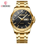 CHENXI Dual Calendar Watch Men's Stainless Steel Business Waterproof Couple's women quartz Watch CX-050A IPG
