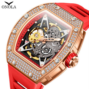 ONOLA ON3838D 2023 New  Men watch Automatic Mechanical Watch Men's Silicone Band Fashion Waterproof men's business casual watch