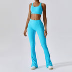 New Leisure Sports Yoga women Suit Thread Wide Leg Micro Horn Pilates Back Fitness running yoga Suit Set TZ8056-6 TZ8056-7
