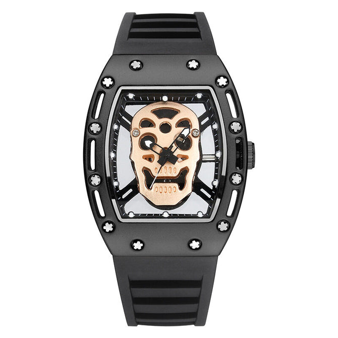 KIMSDUN Fashion Skull Ghost Head Skeleton Men's Watch Bucket Watch Silicone Quartz Watch K-503B
