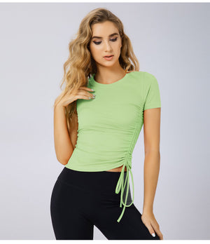 2021 summer new yoga shirt quick-drying sports women's round neck fitness training running yoga short-sleeved T shirt 8232