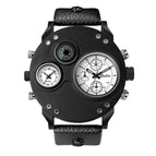 Oulm quartz compass men's watch watch dual time zone men's watch large dial waterproof special design HP3741