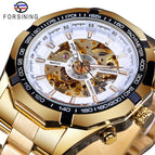 2021 Forsining Stainless Steel Waterproof Men's Skeleton Watches Transparent Mechanical Sport Male Wrist Watches