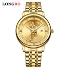 Longbo men's casual watch business quartz watch all-gold horse pattern dial watch men's watch 80891