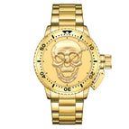 WWOOR Steel Belt Skull Watch Quartz round Dial Fashion Trending Waterproof Men's Watch 8835-2