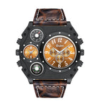 Oulm large dial men's watch athleisure leather compass fashion trendy quartz watch HP1349IPG