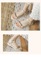 Roman sandals women's 2022 summer new all-match flat shoes sequins soft bottom one word belt sandals women 8500-19