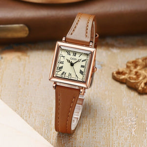 Gedi Creative Small Waist Belt Women's Good-looking Small Square Plate Roman Scale Retro Quartz Watch 51072