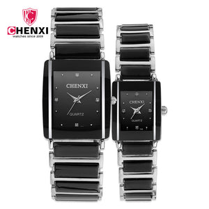 CHENXI Square Couple Watch Women'S Men's Watch Ceramic Watch Fashion Quartz couple Watch CX-104A