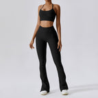 New Leisure Sports Yoga women Suit Thread Wide Leg Micro Horn Pilates Back Fitness running yoga Suit Set TZ8056-6 TZ8056-7