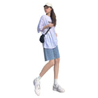 JEANS retro five-point jeans women's 2022 summer new high waist thin loose pants 6353