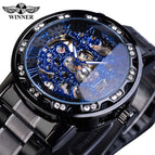 Winner Fashion Diamond Luminous Gear Movement Royal Design Men Male Mechanical Skeleton Wrist men's casual Watch