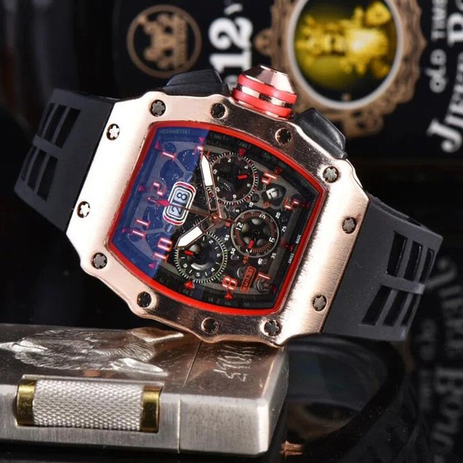 Men's watch New Hot Sale Richard Six-Pin Quartz Watch Barrel-Shaped Running Seconds Multi-Function Men's Watch 1035