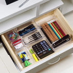 16 Pcs Drawer Organizers 5-Size Makeup Desk Drawer Organizer Plastic Bathroom Storage Bins Versatile Trays Vanity Dividers Container for Bedroom Dresser Kitchen Office