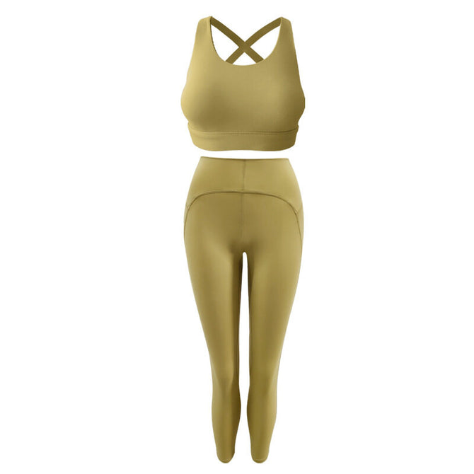Autumn 2021 new Lulu sports bra beautiful back non steel ring underwear pants two-piece Yoga suit 9092-6136