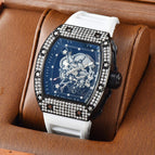 Watch for men Richard Trendy Fashion Hollowed-out Quartz Watch Diamond Silicone Electroplated Barrel-Shaped Men's and Women's Watch 9924