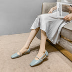 2022 new summer fresh low-heeled toe sandals women's hollow flat-bottomed square-toe single shoes women's C168-12