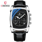 CHENXI's new multi-function sports watch men's leather rectangular waterproof luminous quartz men's casual watch CX-909