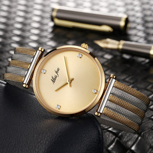 MISSFOX watch Swiss fashion simple temperament diamond luminous stainless steel ladies watch 2559