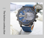 Oulm European and American men's quartz watch dual time zone large dial belt casual men's watch 3548
