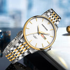 KIMSDUN new watch men's fashion watch double calendar stainless steel belt luminous waterproof high-end quartz watch K-1802B