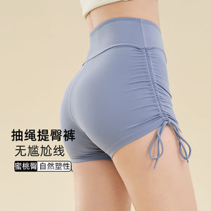 Sports Yoga Shorts Women's Drawstring Adjustable High Waist Shorts Quick-Drying Fitness Running Yoga Hot Pants MZ-36