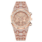 PINTIME watch  full diamond multi-function three-eye fashion rhinestone waterproof men's watch