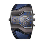 Oulm HP1220B quartz watch personality men's watch dual time zone fashion large dial belt men's watch cross-border ins style