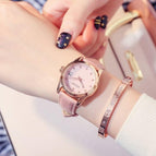 GUOU 8076 Fashion Women's Watches Top Brand Ladies Bracelet Watches For Women Calendar Luxury Diamond Clock