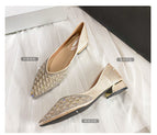 High heels all-match summer 2022 new women's shoes French sequins rhinestone pointed toe thick heel shoes large size women's shoes 43 M9