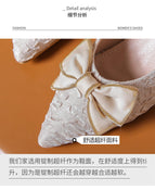Thick heel pointed toe single shoes female 2022 new fairy girl bow 5CM high heels large size party shoes 368-3