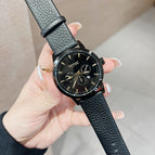 TT new Korean version of the trend fashion watch female temperament ins large dial round leather strap calendar women's 77013 watch