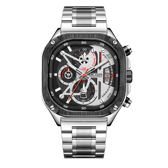 New Megir Men's Watch Fashion Square Watch Timing Luminous Calendar Men's Watch 2217