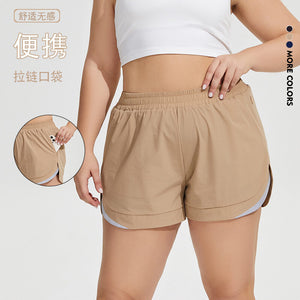 Breathable Loose Anti-Exposure Yoga Shorts Outdoor Running Reflective Large Size Sports Shorts Women's Fitness Hot Pants KK185