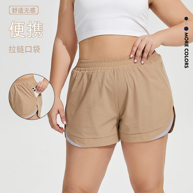 Breathable Loose Anti-Exposure Yoga Shorts Outdoor Running Reflective Large Size Sports Shorts Women's Fitness Hot Pants KK185