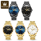 OLEVS watch for men stainless steel strap quartz watch waterproof luminous dual calendar men's watch 6898 steel