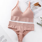 Underwear women's thin no steel ring sexy gathered bra triangle cup beauty vest comfortable panties bra set 1608
