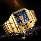 Oulm watch for men gold large dial men's watch steel calendar square quartz men's watch casual style HP3364B