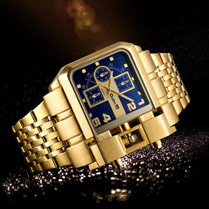 Oulm watch for men gold large dial men's watch steel calendar square quartz men's watch casual style HP3364B