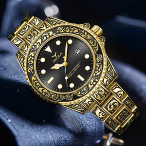 ONOLA ON3830 Retro fashion men's gold watch new steel waterproof men's quartz watch