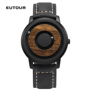 EUTOUR New wooden dial, simple magnetic steel ball, fashion concept watch, parallel steel ball holder, Tiktok watches with box gift for father,men, women