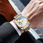 CHENXI Men's Mechanical Watch Waterproof Sun Moon Star Automatic Skeleton Watch Men's Mechanical Watch CX-8801