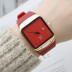 GOGO Silicone Tape square men's and women's watches fashion trend Mori women's watches calendar rubber belt quartz watch